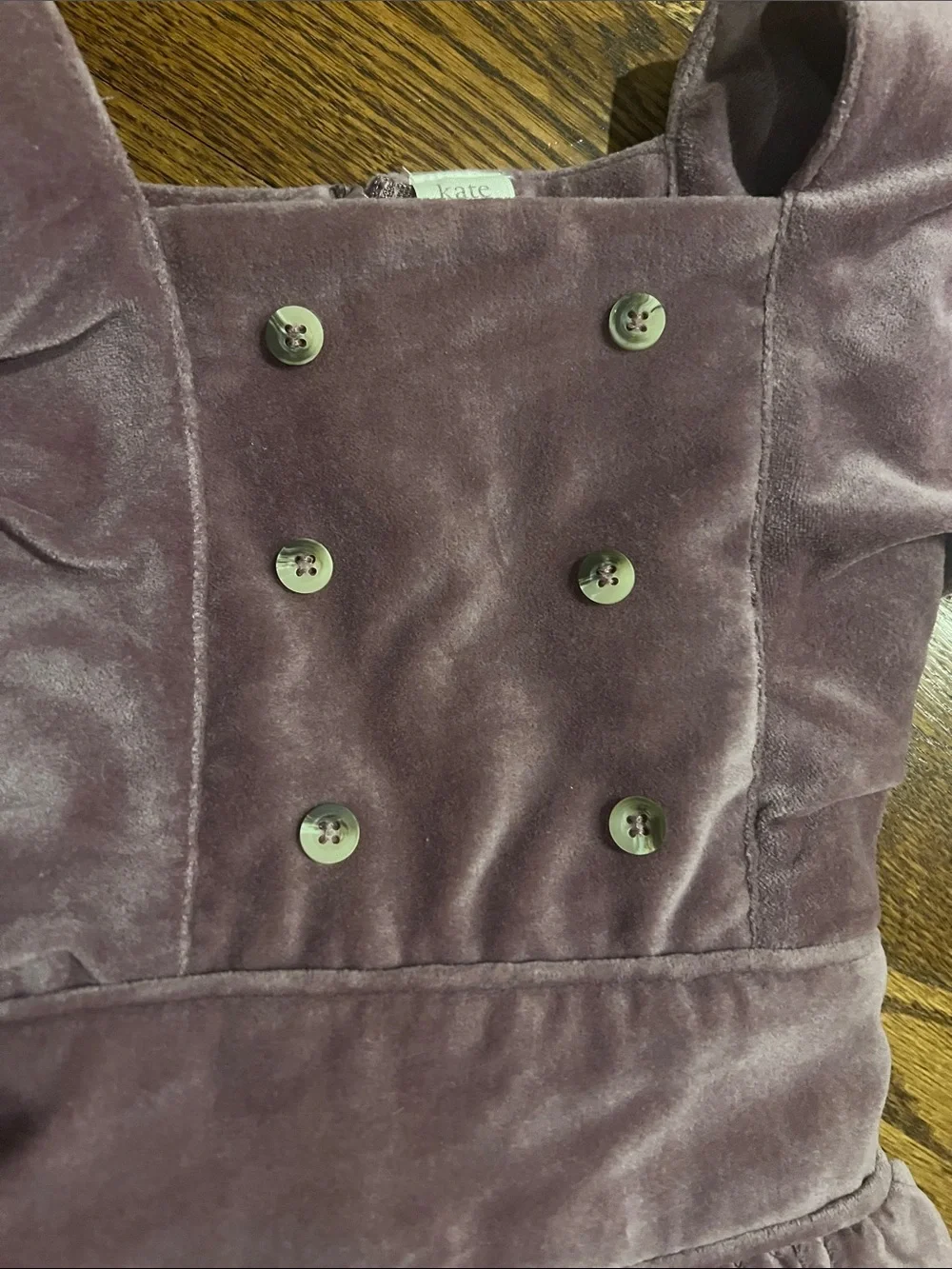 Kate Quinn Velvet Mauve Dress with Puff Sleeves - Picture 4 of 5